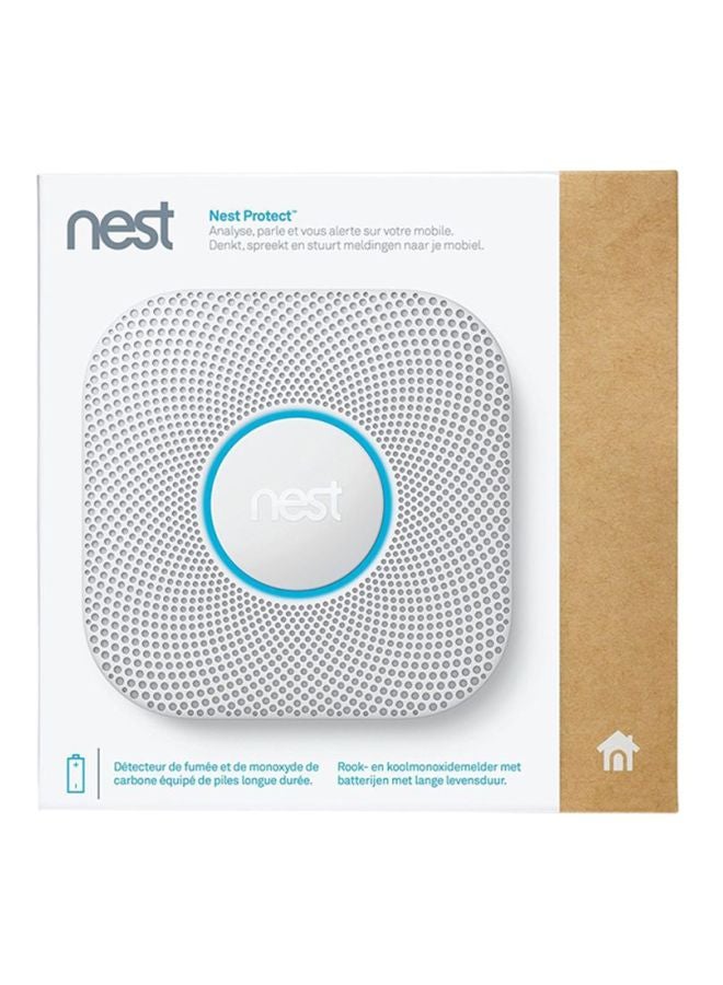 Nest - 2nd Generation Battery-Powered Smoke and Carbon Monoxide Wired Alarm White 5.3 x 5.3 x 1.5inch - Image 1