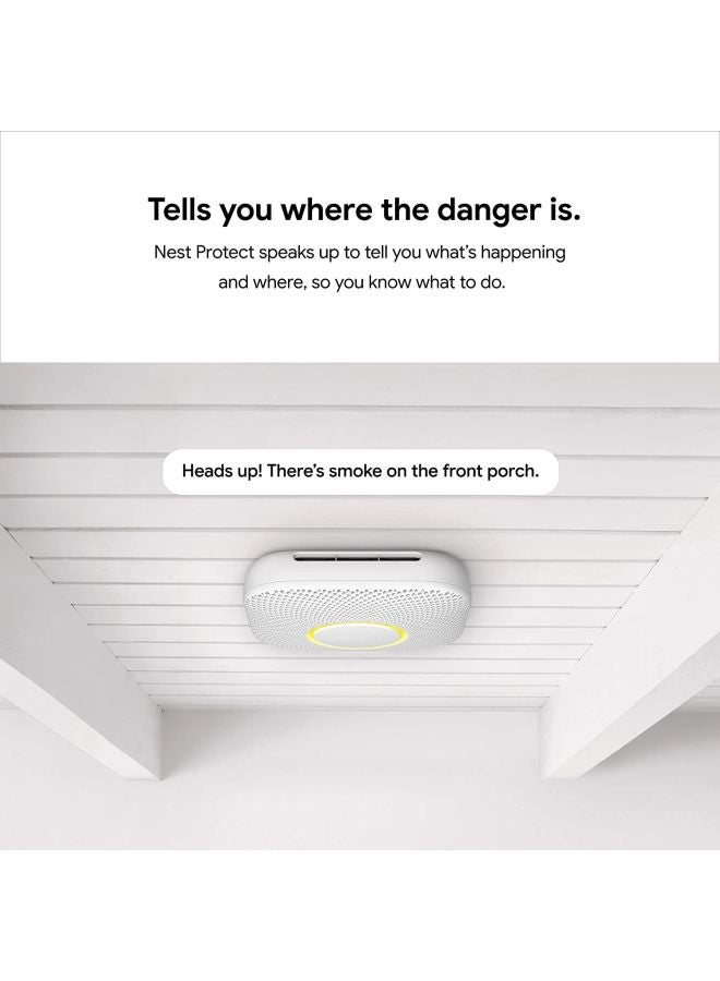 Nest - 2nd Generation Battery-Powered Smoke and Carbon Monoxide Wired Alarm White 5.3 x 5.3 x 1.5inch - Image 1
