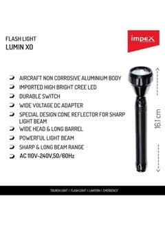 Impex LUMIN X0 5W Cree LED Rechargeable Handheld Flashlight With Sharp And Long Range Beam, Machined Aircraft Aluminum Body Black 113mm  - Image 5