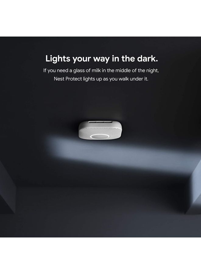 Nest - 2nd Generation Battery-Powered Smoke and Carbon Monoxide Wired Alarm White 5.3 x 5.3 x 1.5inch - Image 1