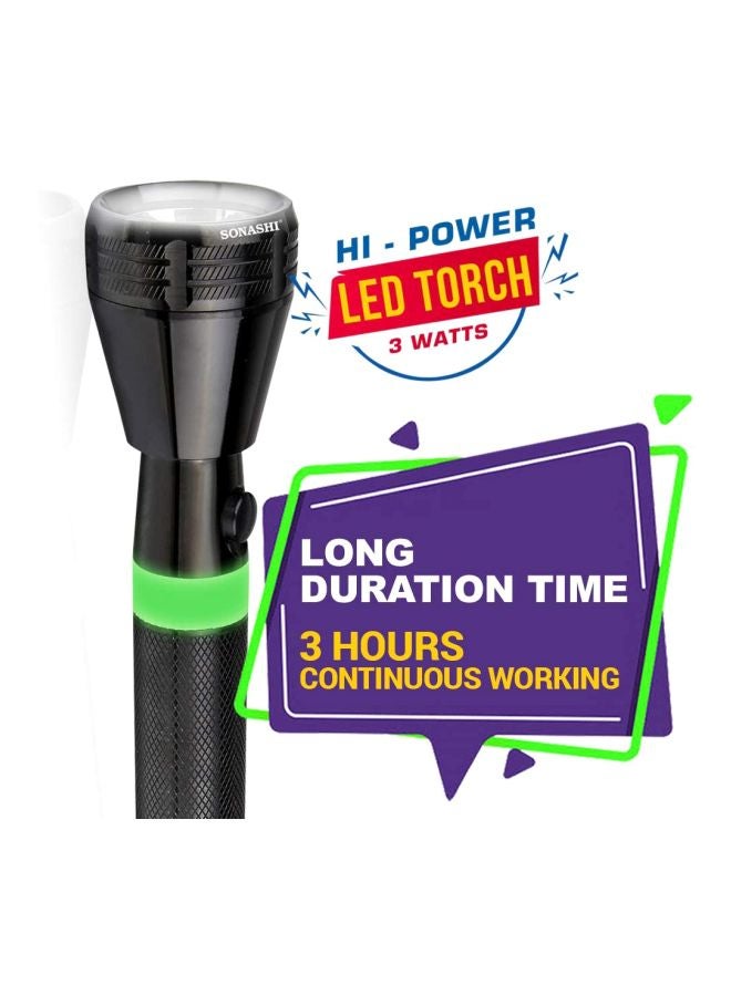 SONASHI Rechargeable LED Torch with Hyper Bright LED Light  Chargeable Battery with Continuous Working of 3 Hours  Portable and Compact Torch with Long Range of 1KM 25cm SLT-181 Black 25cm  - Image 3