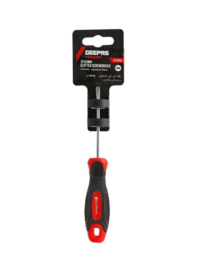 GEEPAS Precision Screwdriver - Slotted Screwdriver with Soft Grip Rubber Insulated Ergonomic Handle - CR-V Build, Magnetic Tip and Hanging Hole for Easy Carry - Repair Tool, Long Reach, General Tools for DIY Purpose, Soft-Grip & Bi-Colored Silver/Black/Red 3x125mm  - Image 2