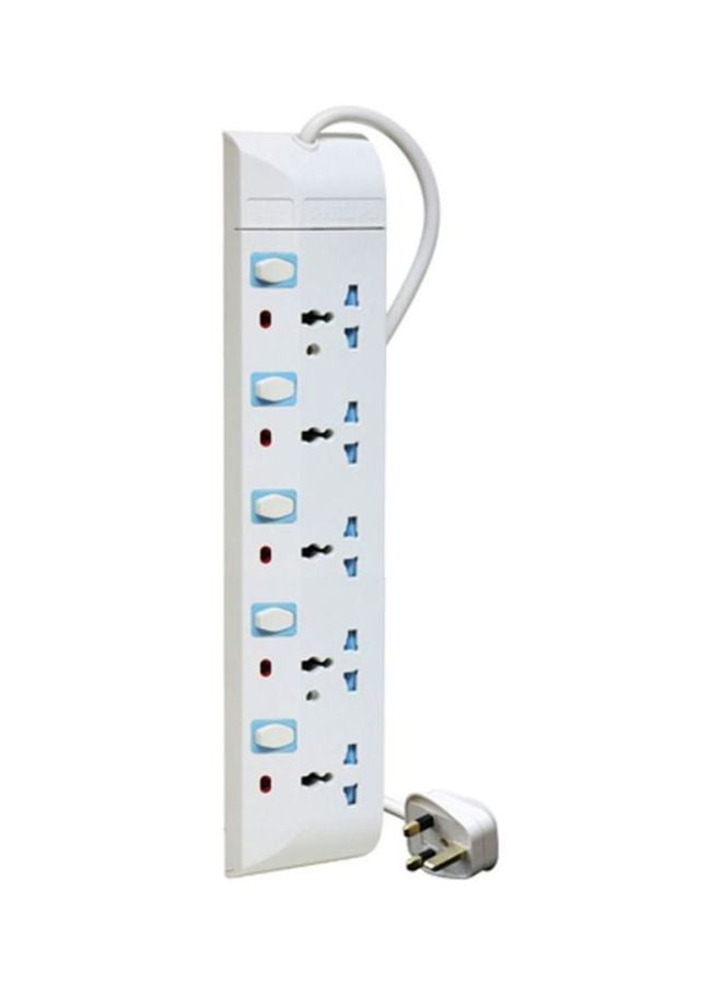Philips 5-Outlet Power Strip White 37.5x5x14cm