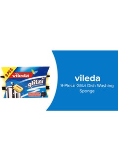 Vileda 9-Piece Glitzi Dish Washing Sponge Yellow 10grams  - Image 3