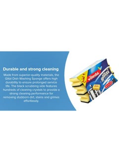 Vileda 9-Piece Glitzi Dish Washing Sponge Yellow 10grams  - Image 4