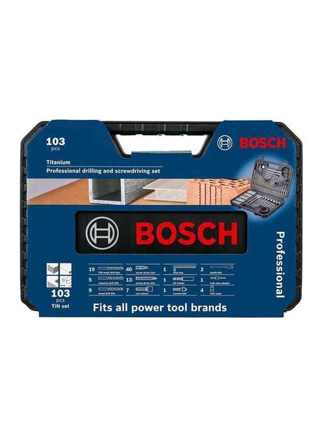 بوش طقم لقم مثقاب ومفكات براغي من 103 قطع فضي/ أسود/ ذهبي - Image 4