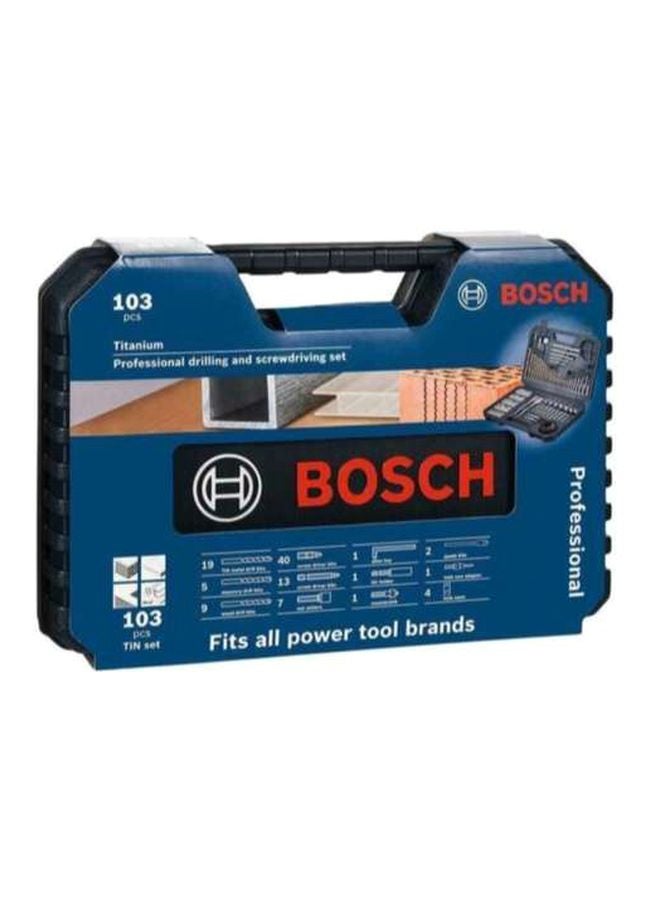 بوش طقم لقم مثقاب ومفكات براغي من 103 قطع فضي/ أسود/ ذهبي - Image 5