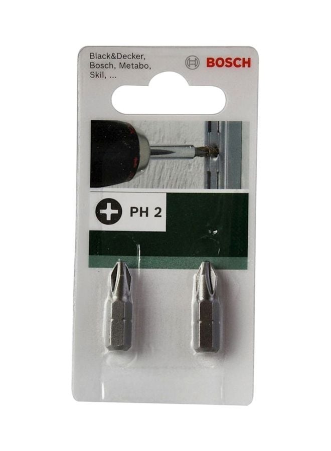 BOSCH 2-Piece Ph2 Screwdriver Bit Set Silver