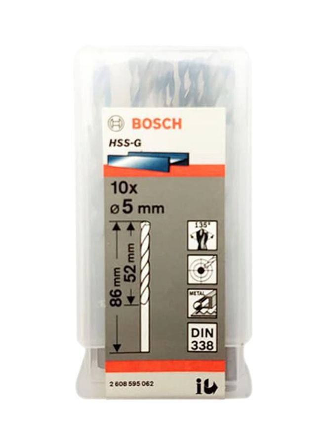 BOSCH 10-Piece Metal Drill Bits HSS-G Set Silver  - Image 2