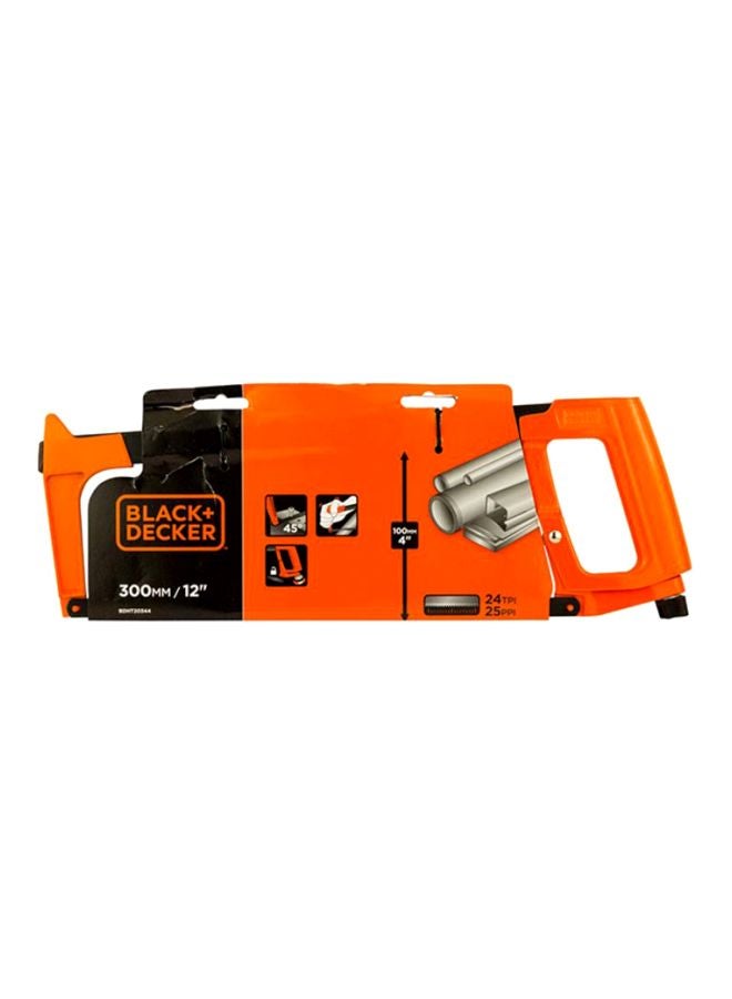 BLACK+DECKER - 300mm 45 degree Steel Hacksaw for Metal Cutting, Orange/Black - BDHT20344, 2 Years Warranty Orange/Black 300mm - Image 1