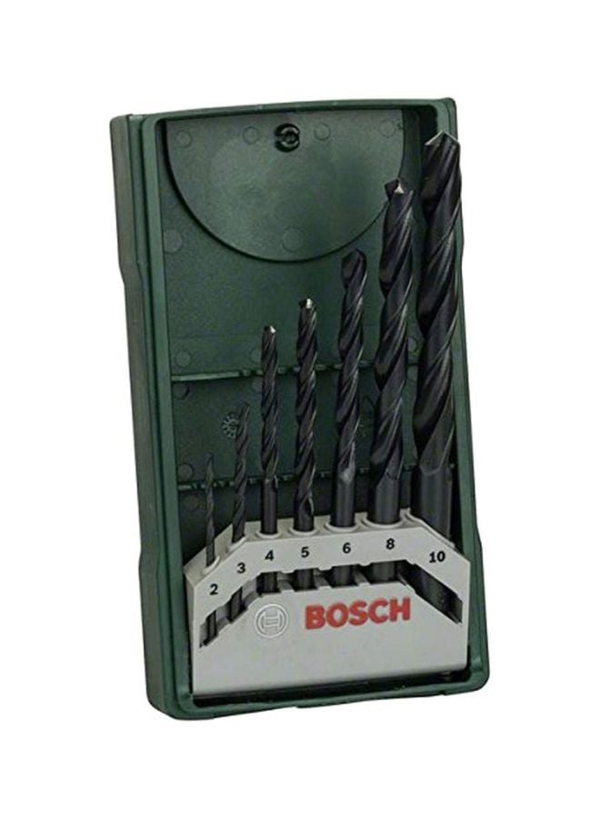 7-Piece Mini X Line Drill Bit Set Silver 2, 3, 4, 5, 6, 8, 10