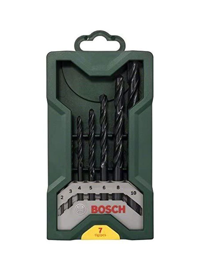 7-Piece Mini X Line Drill Bit Set Silver 2, 3, 4, 5, 6, 8, 10