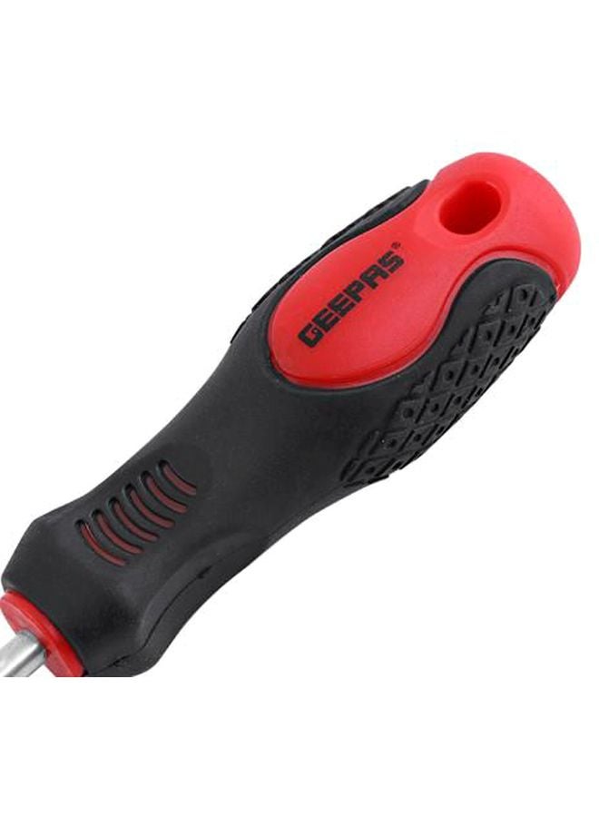 GEEPAS - Precision Screwdriver - Erogonomic Lightweight Containing One Phillips Screwdriver with Cgrome Plated Tip, Soft Grip Rubber Insulated Handle | Ideal for DIYers, Technicians, Electrician, & More Bi-colored Black/Red/Silver 100mm - Image 1