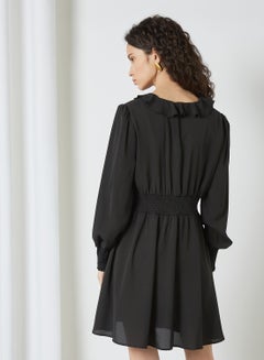 NA-KD V-Neck Ruffle Detail Dress Black  - Image 2