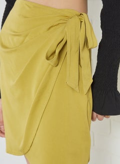 NA-KD Side-Knot Mini Skirt Olive Green  - Image 4