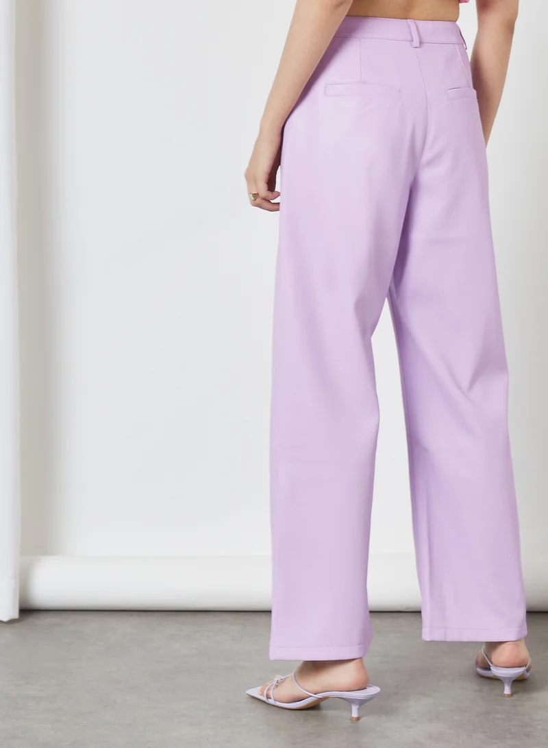 NA-KD High Waist PU Pants Lilac