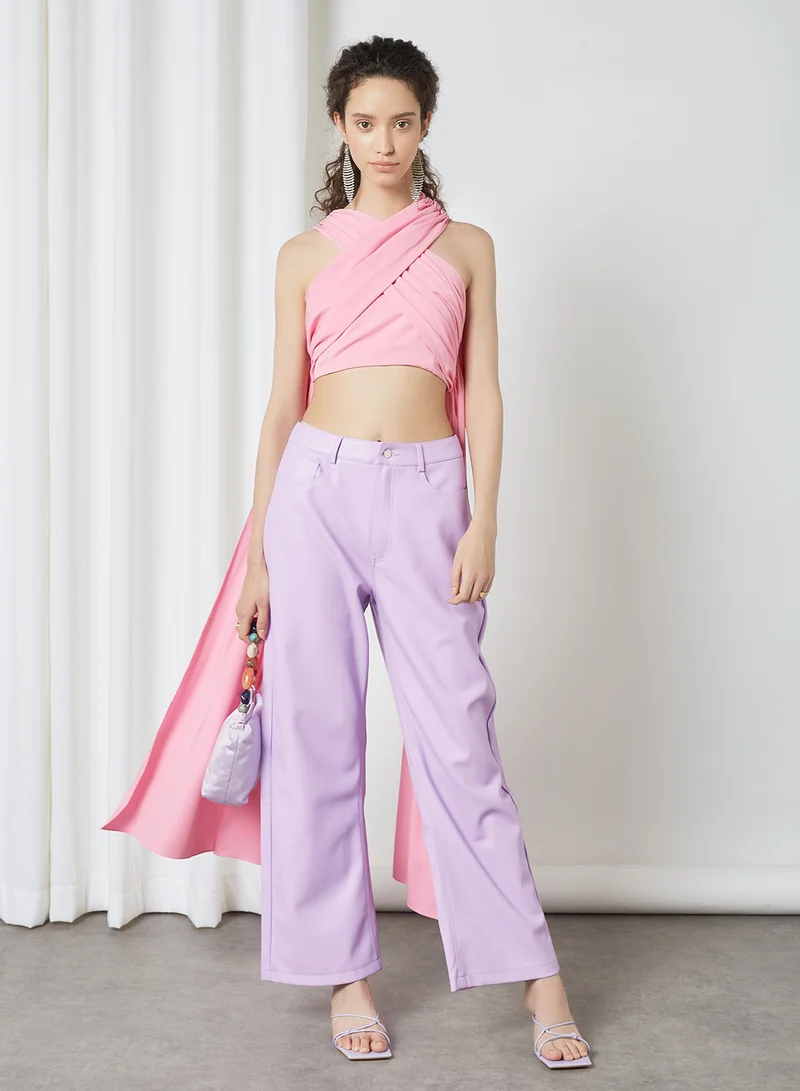 NA-KD High Waist PU Pants Lilac