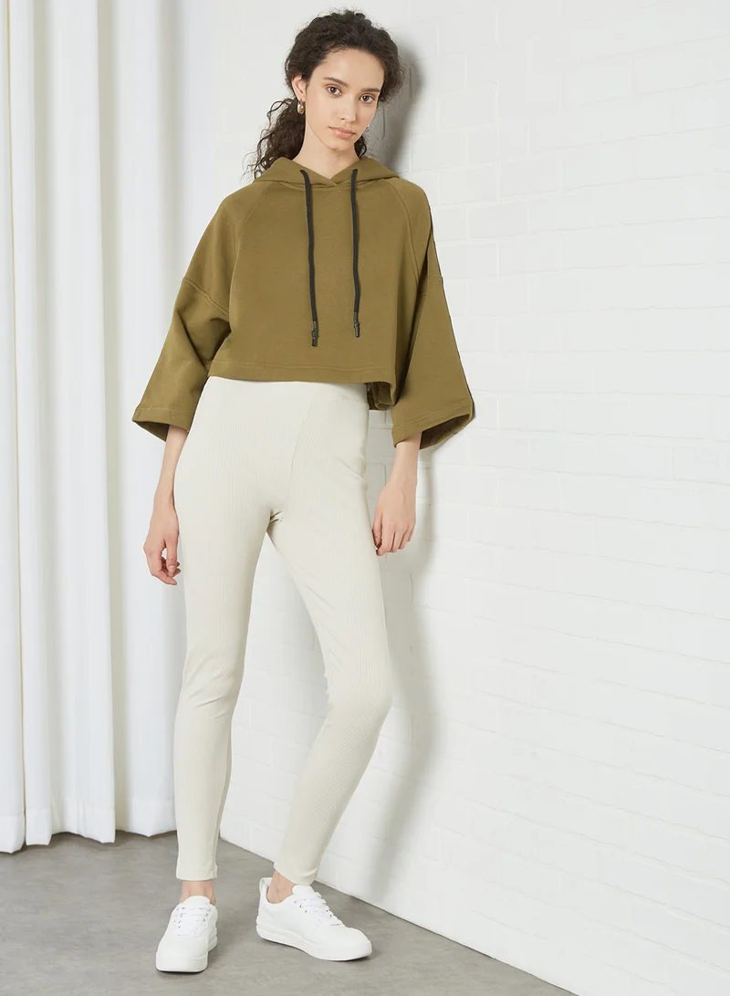 NA-KD Basic Knit Leggings Beige
