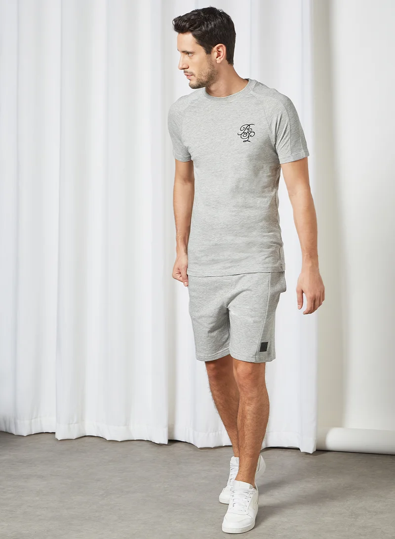 BRAVE SOUL Logo T-Shirt Light Grey Marl