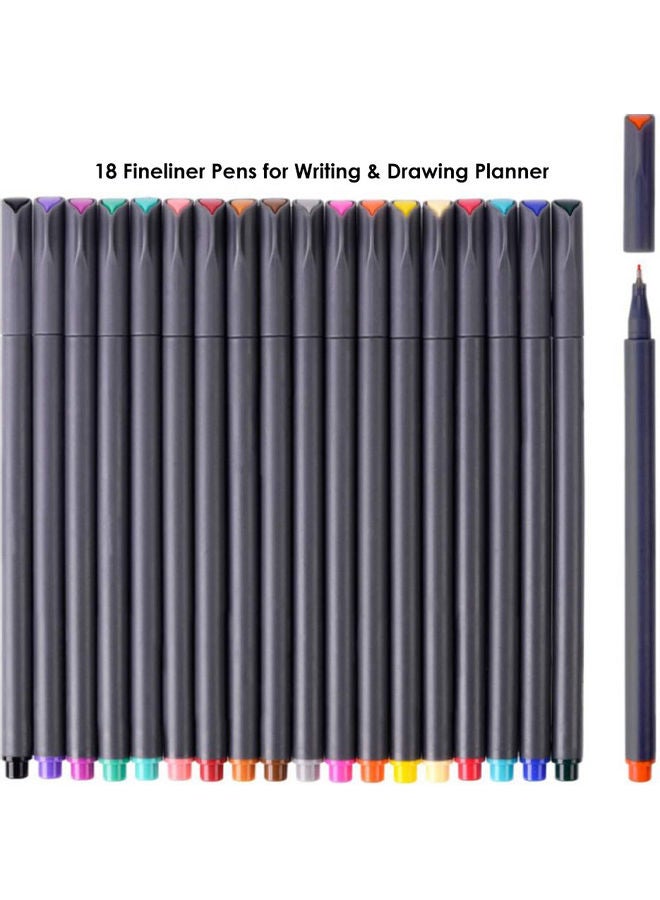 AIWANTO 18-Piece Fineliner Pen Set Multicolour  - Image 1