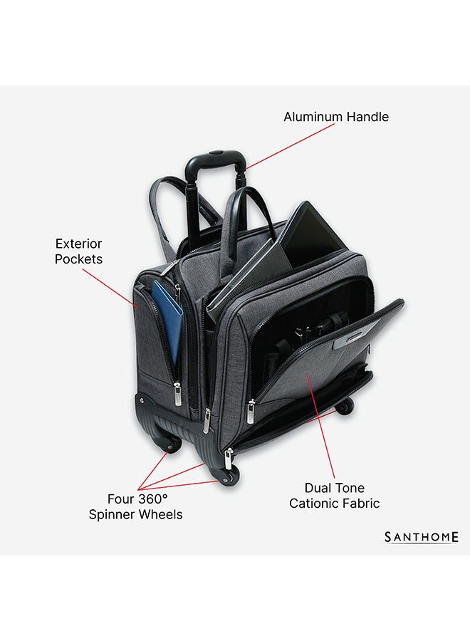 SANTHOME Softside Cabin Luggage Trolley Black  - Image 4