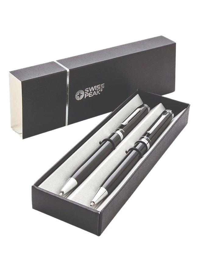 SWISS PEAK - 2-Piece Luzern Ballpoint Pen Set Black/Silver - Image 1