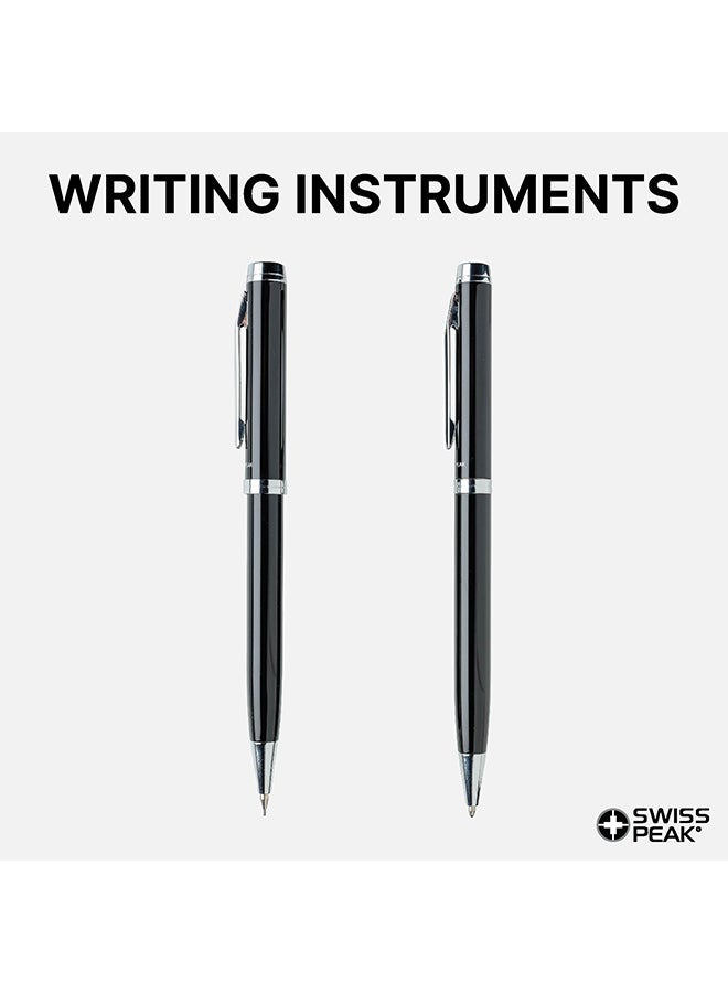 SWISS PEAK - 2-Piece Luzern Ballpoint Pen Set Black/Silver - Image 1