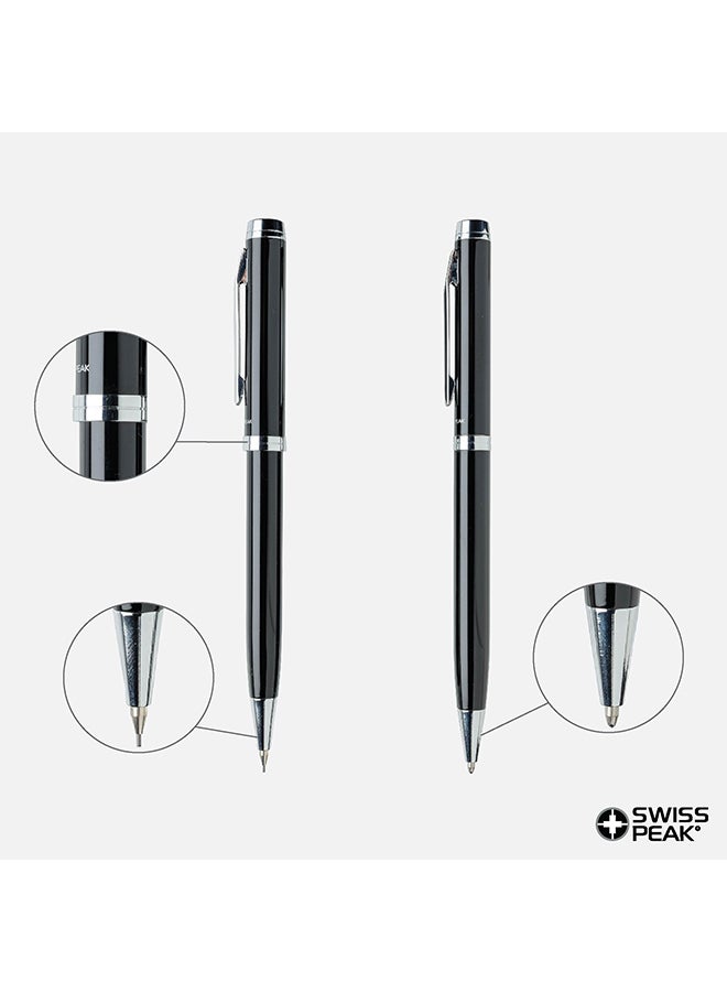SWISS PEAK - 2-Piece Luzern Ballpoint Pen Set Black/Silver - Image 1