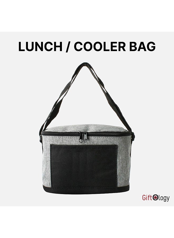 giftology Insulated Cooler Bag Lunch Tote Bags Grey/Black 20x15cm - Image 2