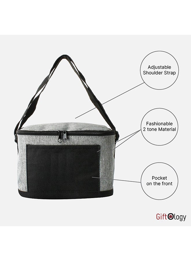 giftology Insulated Cooler Bag Lunch Tote Bags Grey/Black 20x15cm - Image 3