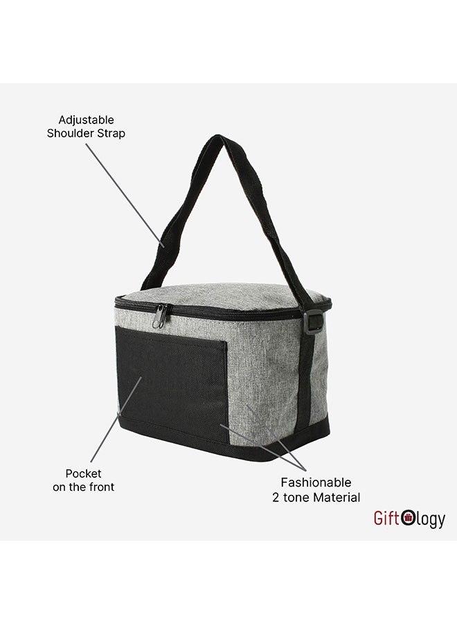 giftology Insulated Cooler Bag Lunch Tote Bags Grey/Black 20x15cm - Image 4