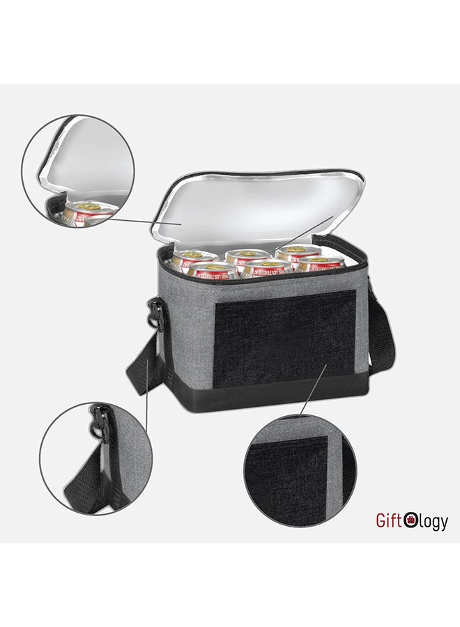 giftology Insulated Cooler Bag Lunch Tote Bags Grey/Black 20x15cm - Image 5