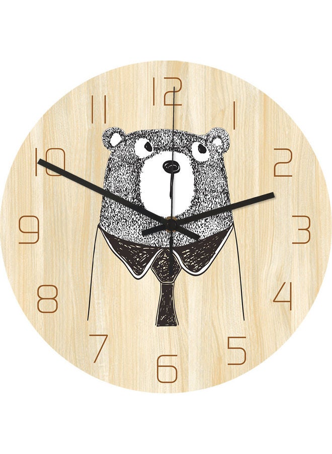 Mori Series Grizzly Bear Cartoon Wall Clock Beige/Black  - Image 1
