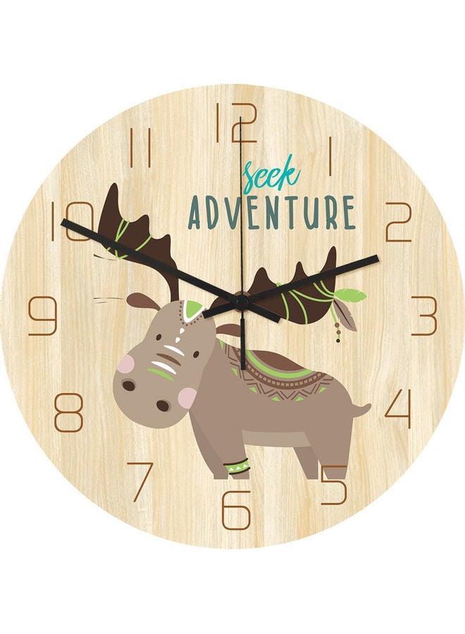 Forest Animal Nordic Cartoon Wall Clock Beige/Brown 