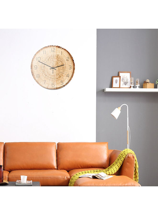 Creative Log Wood Grain Style Wall Clock Beige/Brown  - Image 2