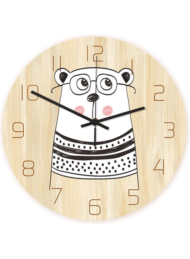Mori Series White Bear Cartoon Wall Clock Beige/White 