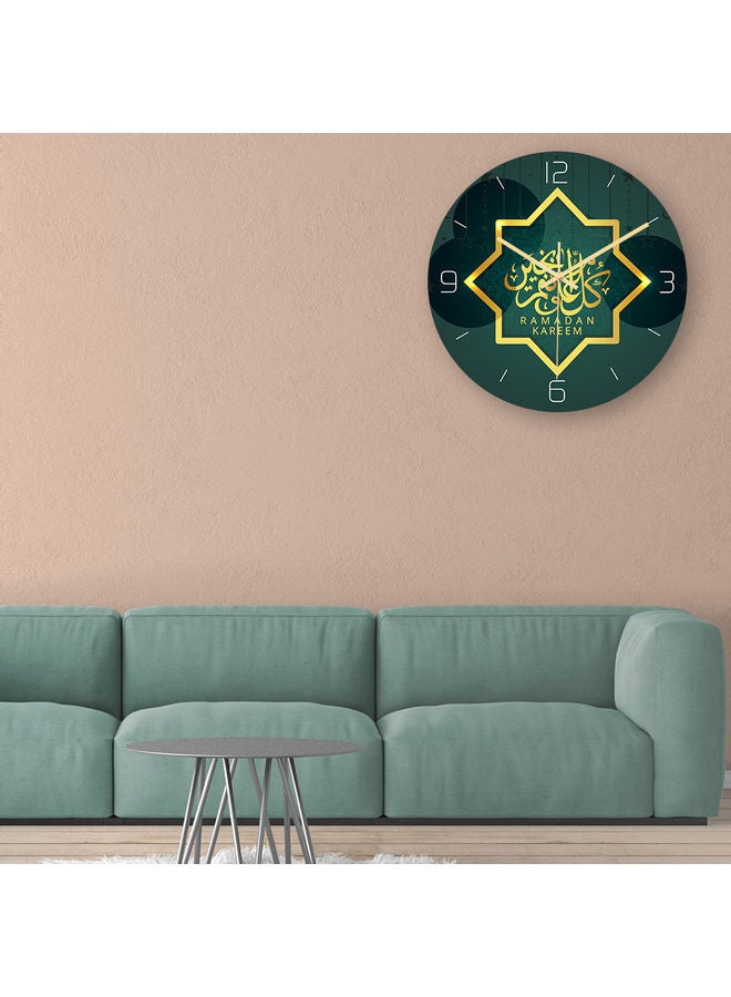 "ساعة حائط بتصميم إسلامي وعبارة "Happy Eid Mubarak" أخضر/ذهبي  - Image 2