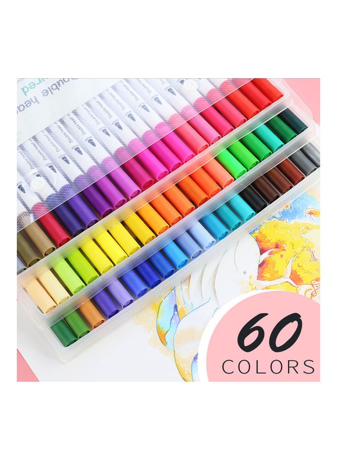 Generic 60-Piece Dual Tip Marker Pen Set Multicolour - Image 1