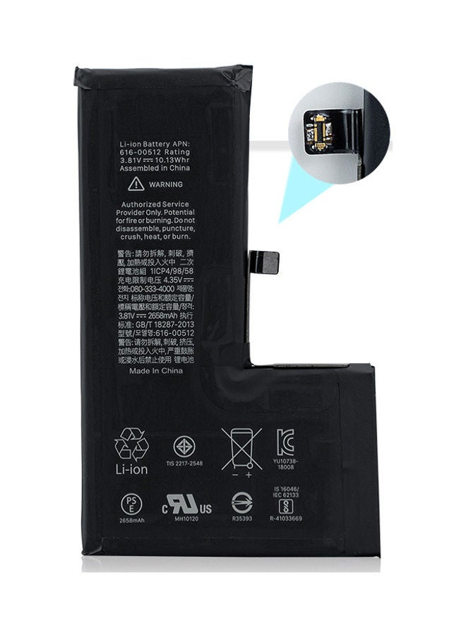 Captaintech 2658.0 mAh Replacement Battery For Apple iPhone XS Black - Image 1