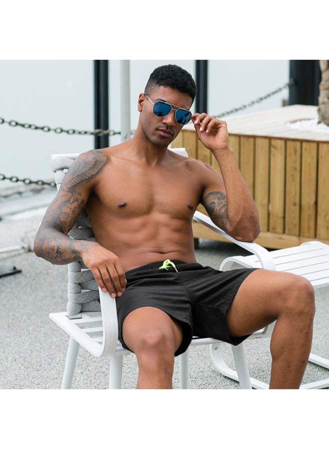 Tie Belt Waist Performance Shorts Black  - Image 3