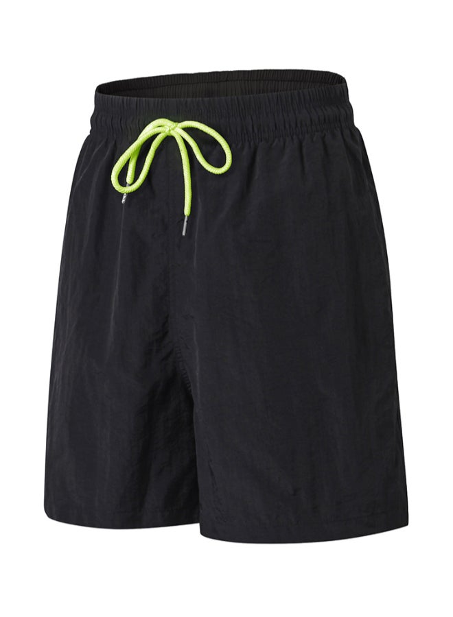 Tie Belt Waist Performance Shorts Black  - Image 1