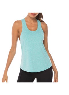 Racer Back Solid Sleeveless Tank Top Light Blue