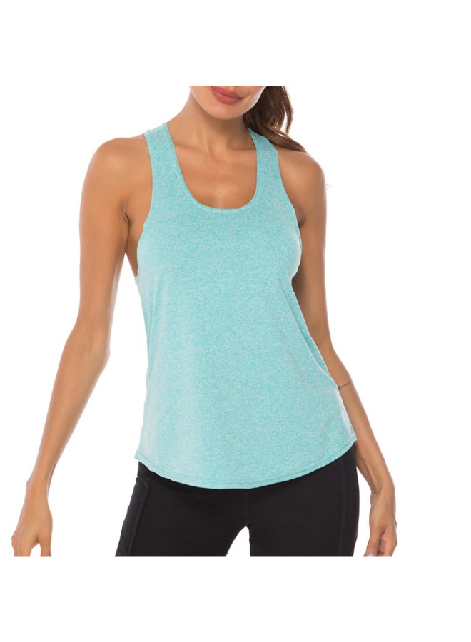 Generic - Racer Back Solid Sleeveless Tank Top Light Blue - Image 1