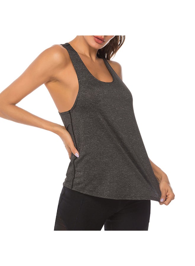 Generic - Racer Back Solid Sleeveless Tank Top Dark Grey - Image 1