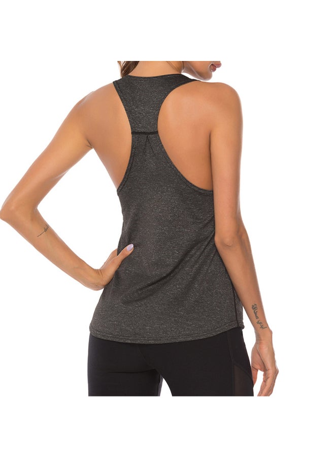 Generic - Racer Back Solid Sleeveless Tank Top Dark Grey - Image 1