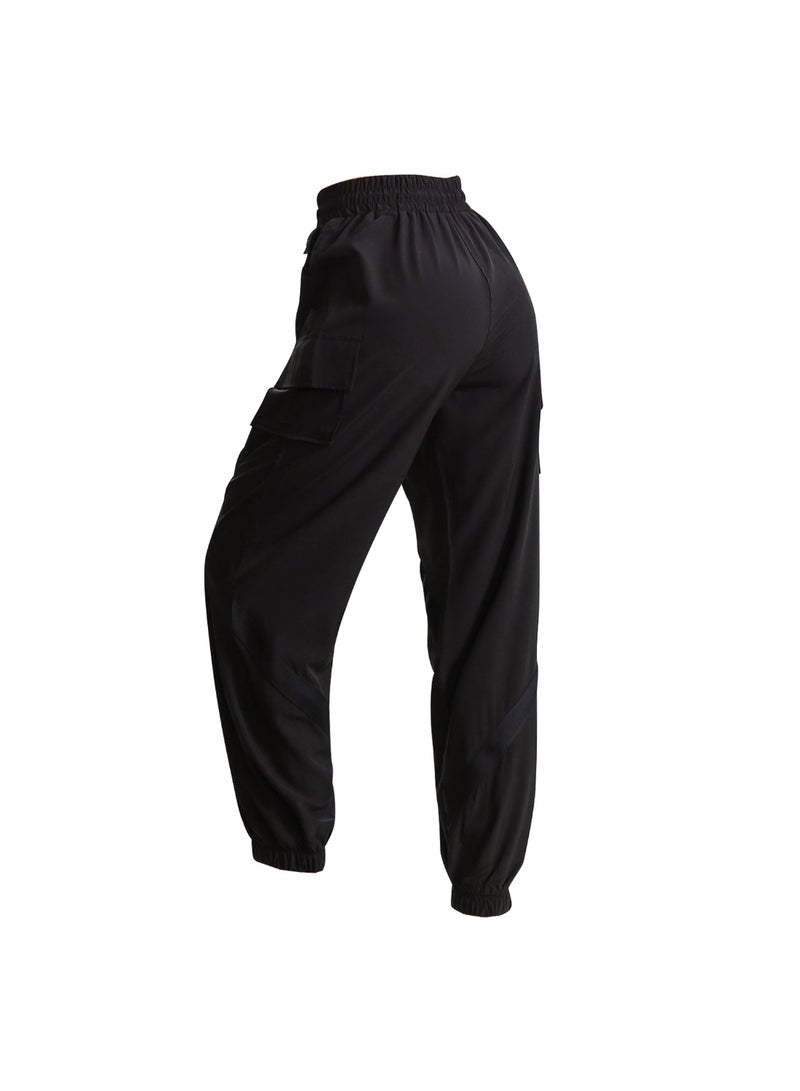 Baggy Criss-Cross Straps Cargo Pants Black  - Image 2