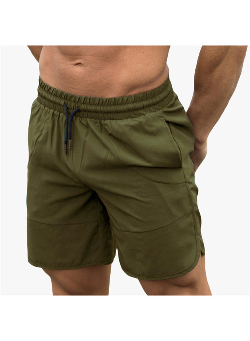 شورت بجيوب وخصر مطاطي برباط أخضر داكن - Image 2