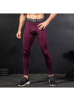 Generic 2-Piece Quick Dry Compression Sports Leggings Set Black/Burgundy  - Image 4