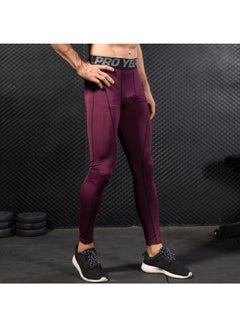 Generic 2-Piece Quick Dry Compression Sports Leggings Set Black/Burgundy  - Image 5