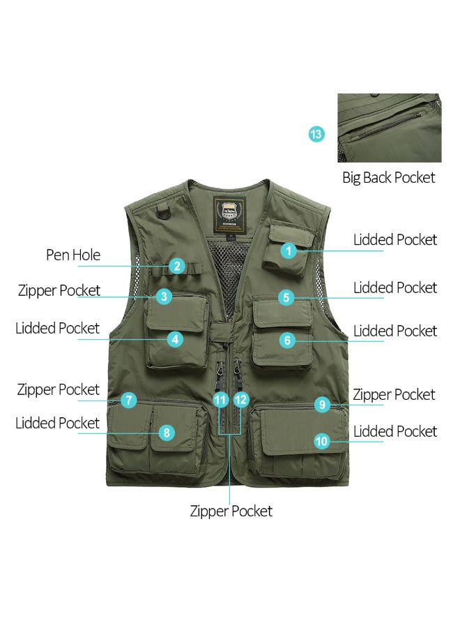 Camping Waistcoat Vest For Men Khaki - Image 5